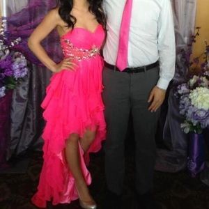 High Low Sweetheart Dress, Hot Pink, Size 4